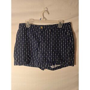 Faded Glory navy Stripe Shorts Womens SIze 14 Large Walking Chino Stretch Pocket